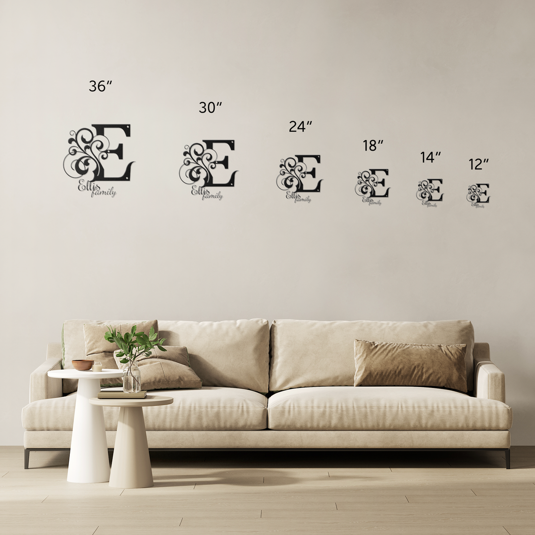 E monogram Personalized Metal Sign - Family Name Wall Art