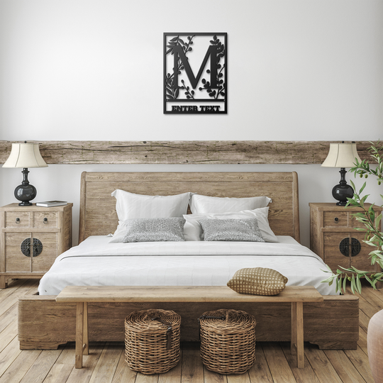 Die-Cut Metal Signs Floral monogram M