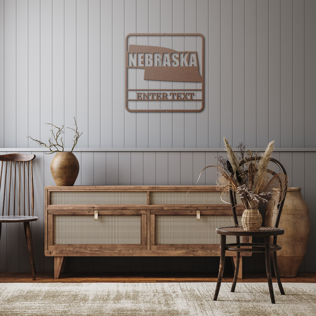 Die-Cut Metal Signs custom map of nebraska PERSONALIZED