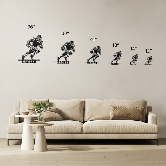 Running Football Player Metal Signs Wall Art AnywherePOD