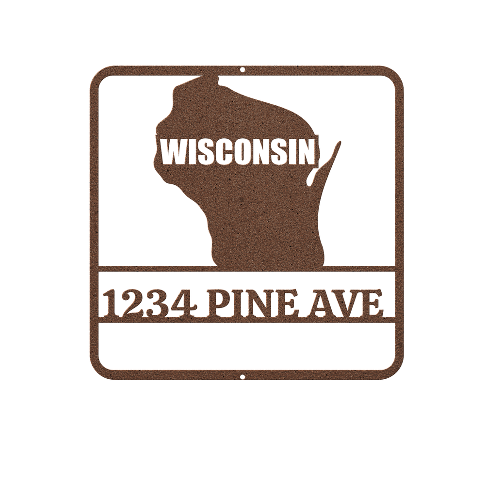 Wisconsin Custom Metal Address Sign - Personalized Outdoor Decor