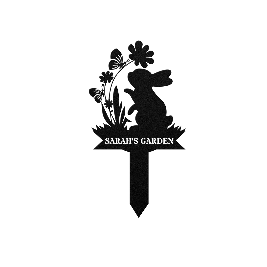 Personalized Rabbit Garden Yard Stake - Metal Sign