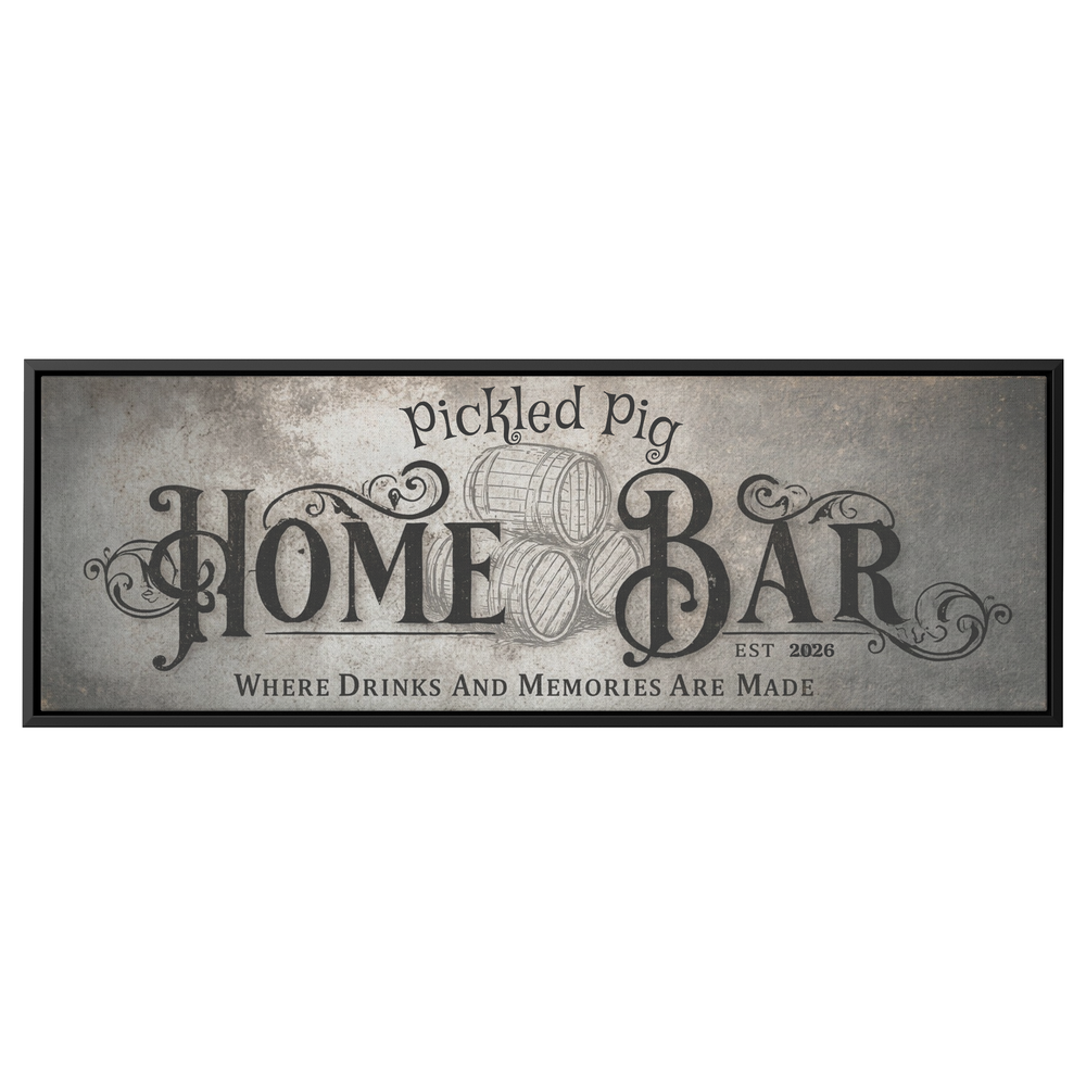 Personalized Home Bar Canvas Art - Vintage Rustic Charm