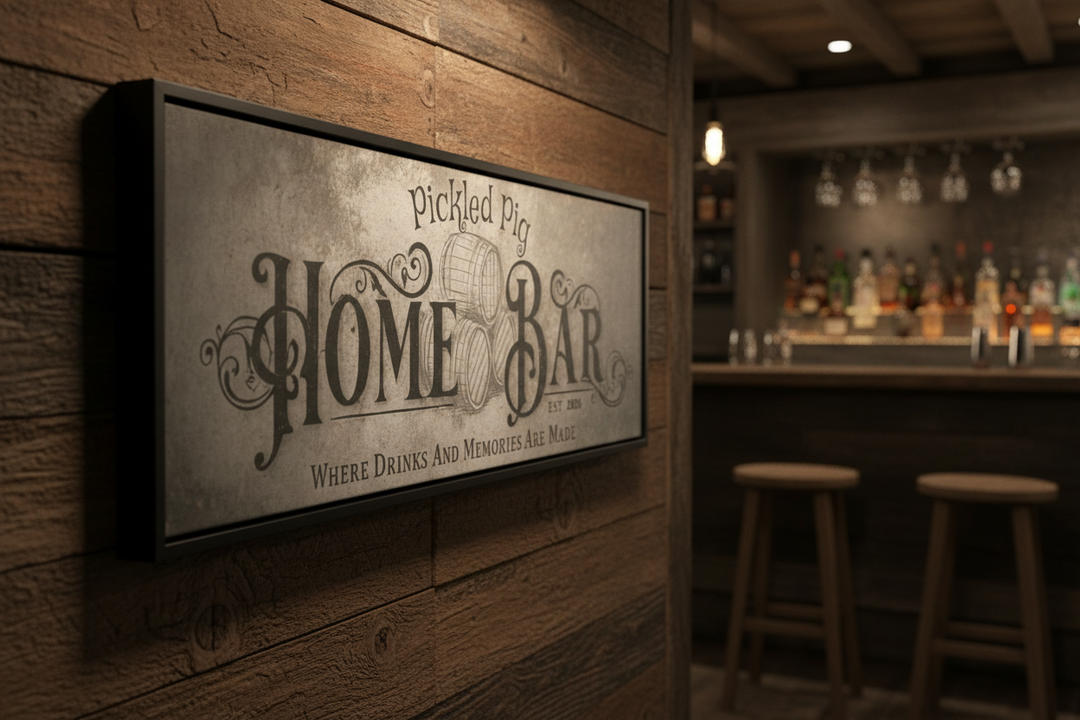 Personalized Home Bar Canvas Art - Vintage Rustic Charm