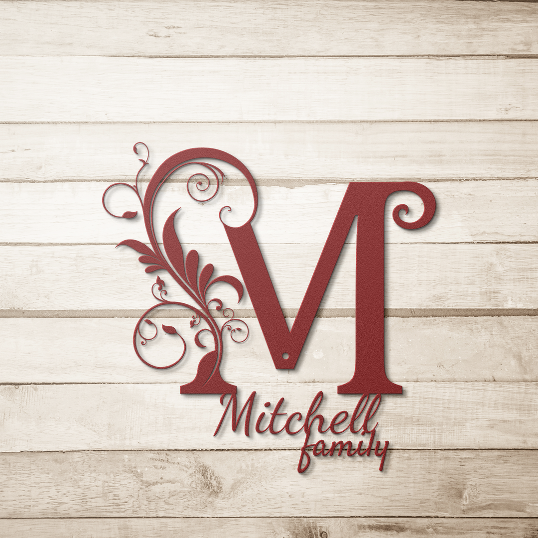 M metal monogram Personalized Metal Sign - Family Name Wall Art
