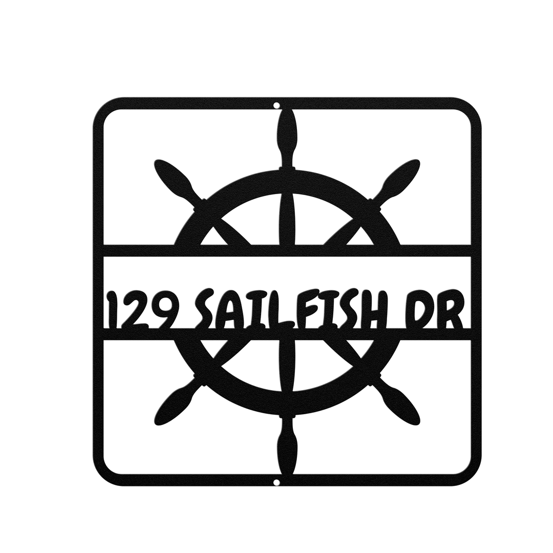 Custom Metal Address Sign - Nautical Outdoor Decor