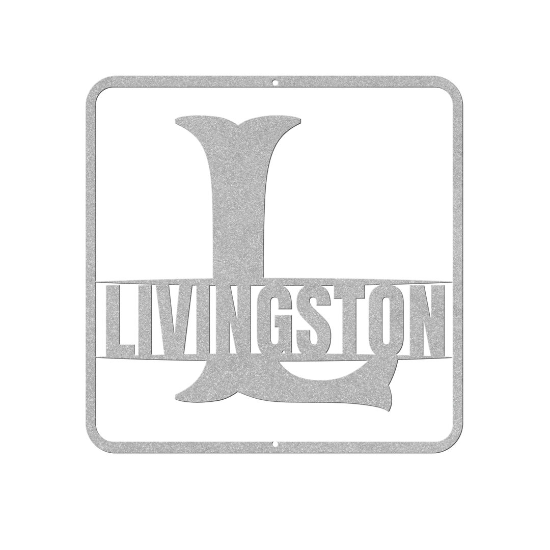 Split Monogram L - Personalized Metal Sign