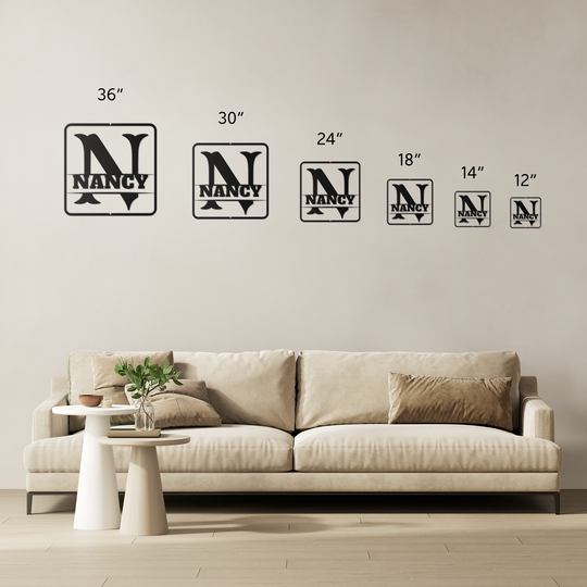 Metal Signs split monogram N PERSONALIZED Wall Art AnywherePOD