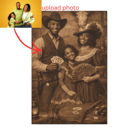 Old West Style Canvas - Personalized Vintage Family Portrait - Tailored Wall Expressions
