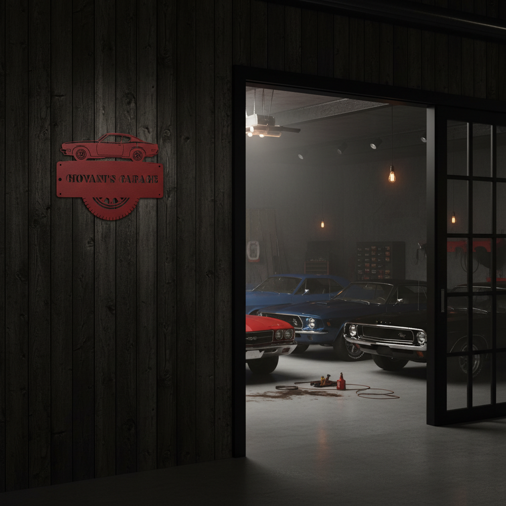 Custom Metal Garage Sign - Personalized Car Decor