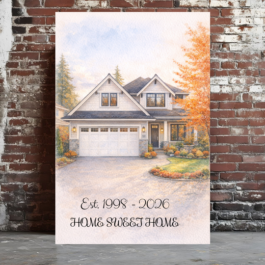 Custom Canvas Art Portrait - Watercolor House Painting