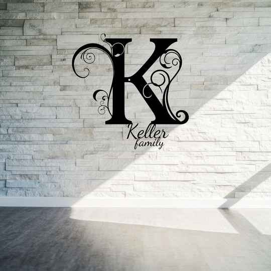 K monogram Personalized Metal Sign - Family Name Wall Art