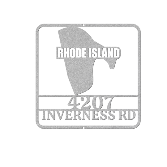Rhode Island Custom Outdoor Metal Address Sign - Personalized Home Decor