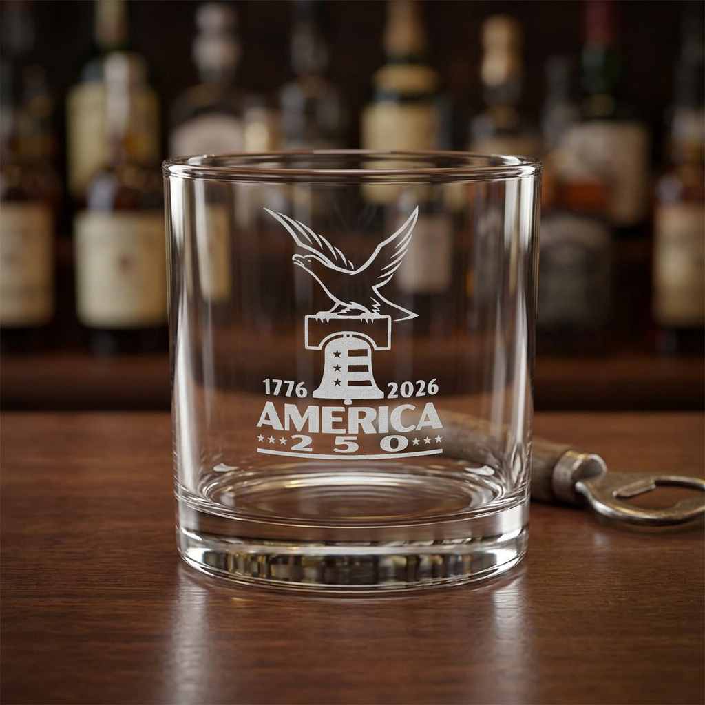America's 250 Engraved Whiskey Glass — 10.5 oz Commemorative