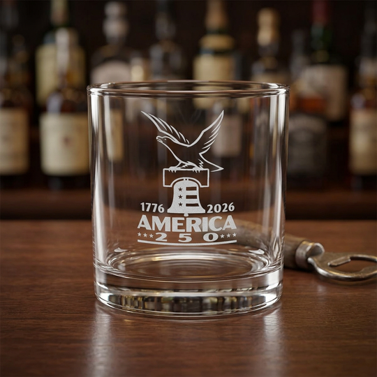 America's 250 Engraved Whiskey Glass — 10.5 oz Commemorative