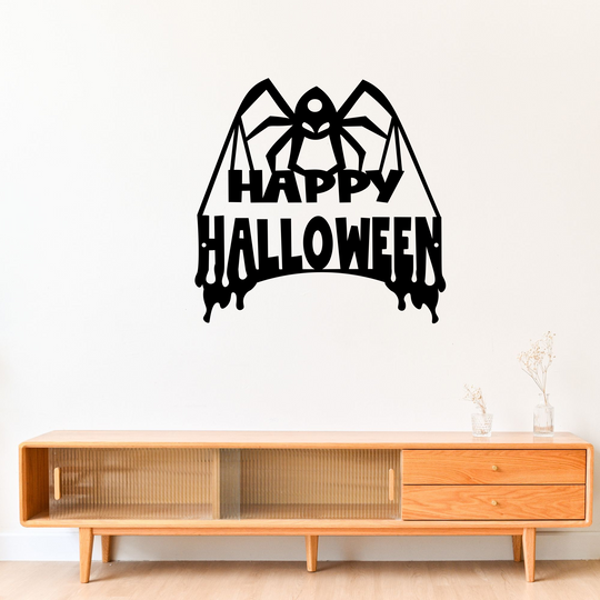 Happy Halloween Spider Metal Wall Art for Front Door Decor