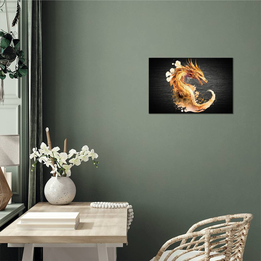 Dragon, Mythical Fantasy High Gloss Metal Art Print