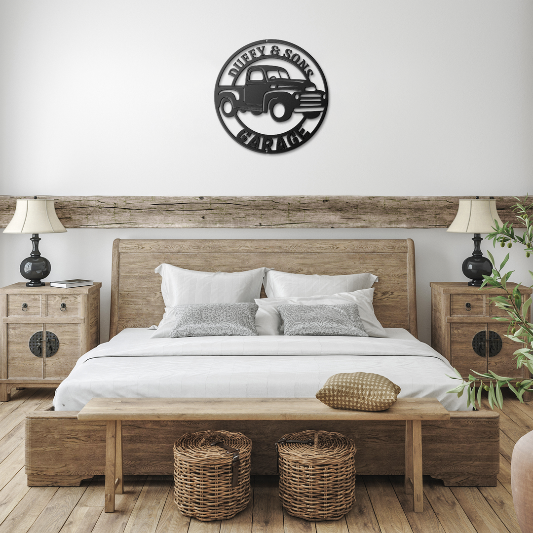 Custom Automotive Metal Sign with Pickup Truck