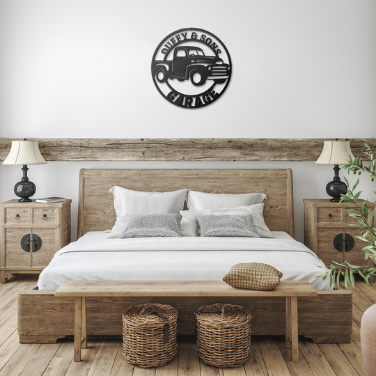 Custom Automotive Metal Sign with Pickup Truck