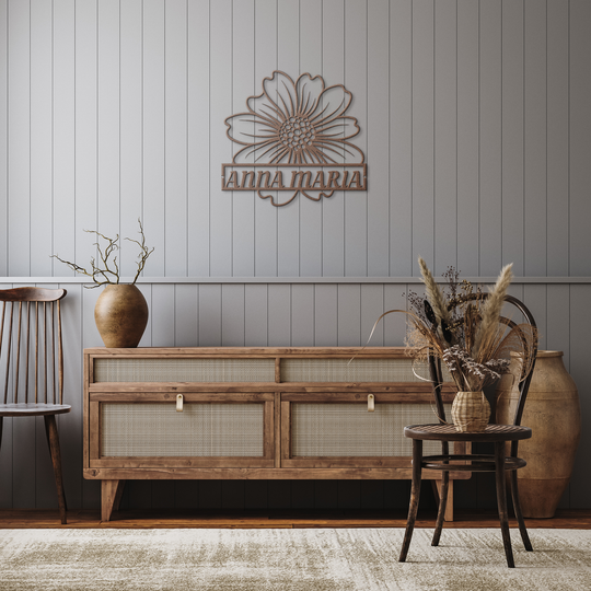 Personalized Steel Flower Metal Wall Art - Indoor/Outdoor