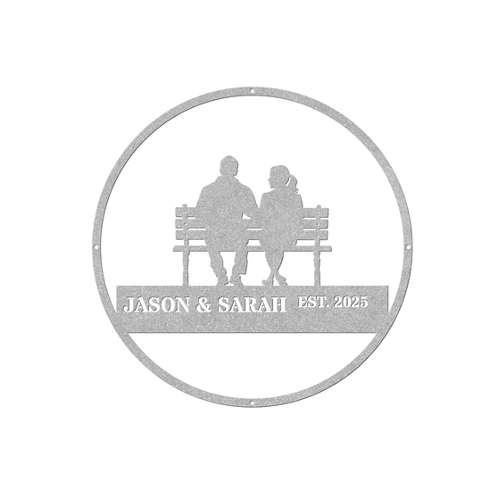 romantic couple on park bench, valentine ,anniversary, Wedding gift, engagement