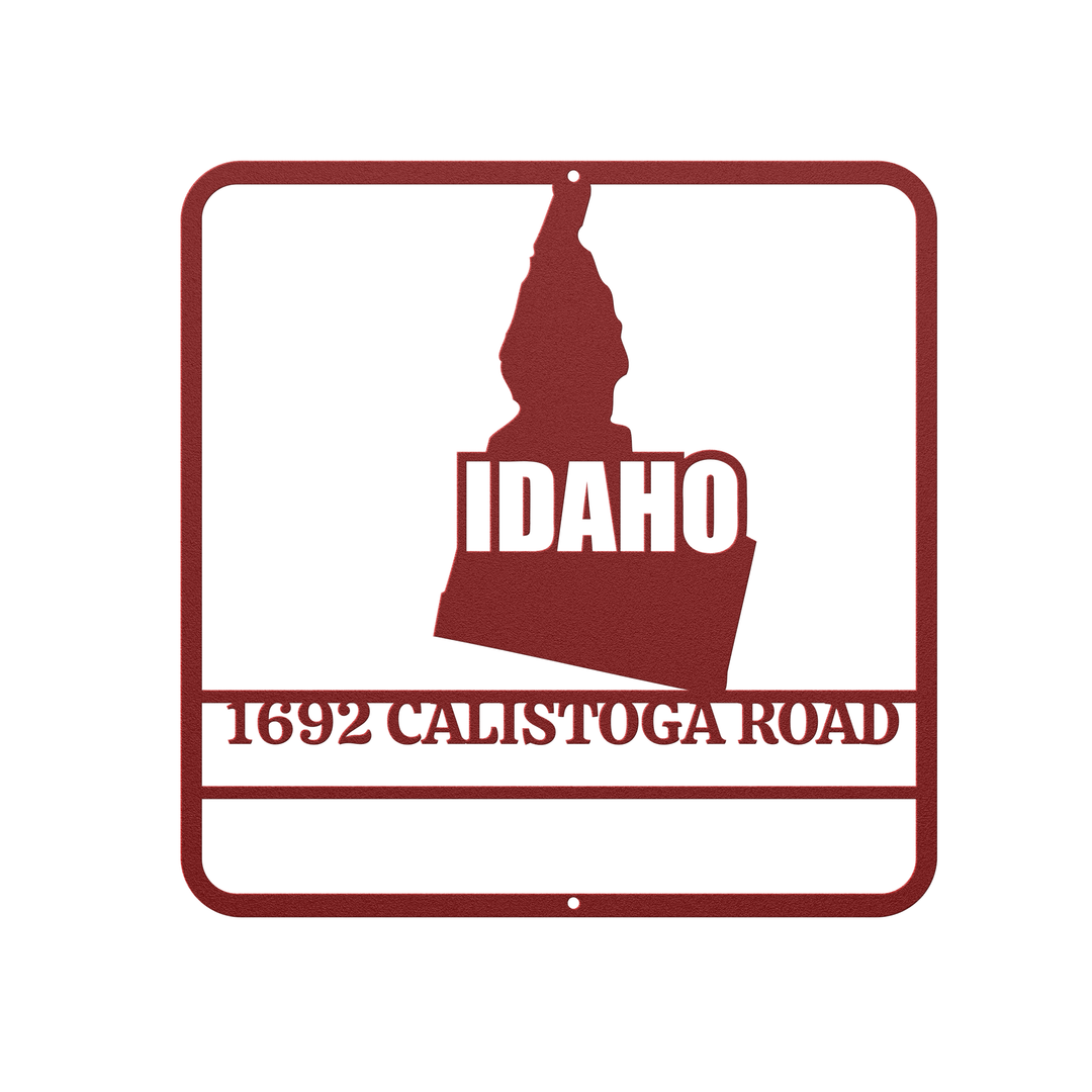 Idaho map Custom Metal Address Sign - Modern Outdoor Plaque