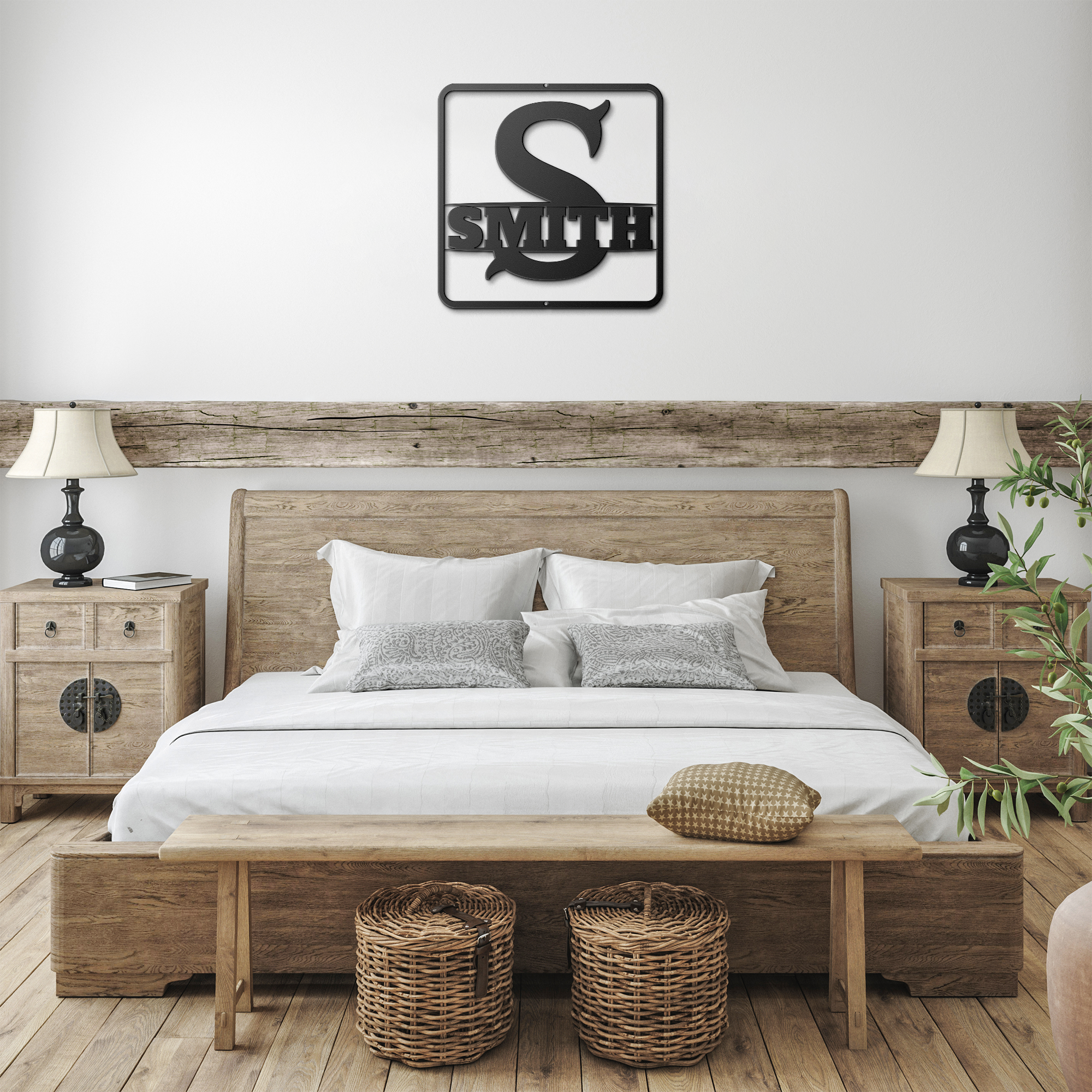 Metal Signs split monogram S Personalized Wall Art AnywherePOD Black 12 Inch