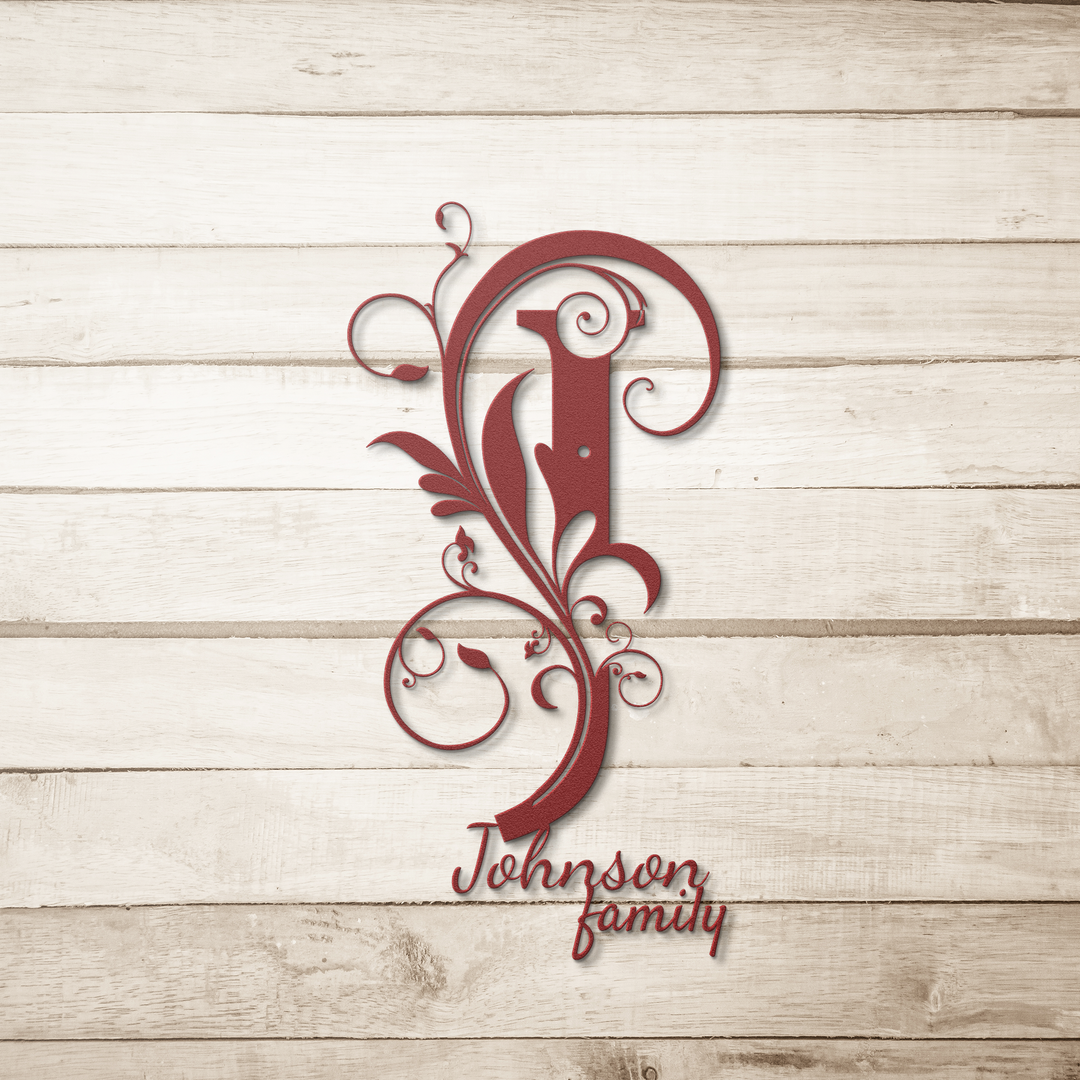 J monogram Personalized Metal Sign - Family Name Wall Art