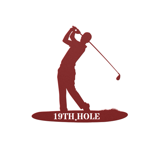 Die-Cut Metal Signs with golfing image