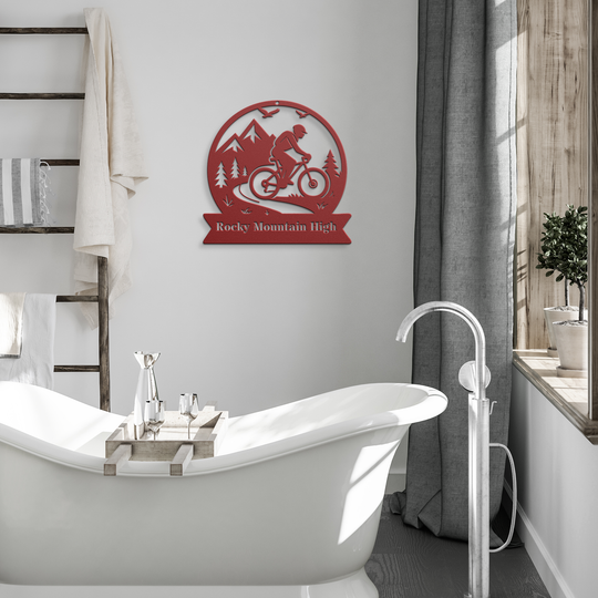 Custom Metal Outdoor Sign - Mountain Bike Design