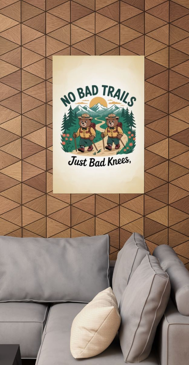 Hiking Bear Poster - Whimsical Outdoor Adventure Decor