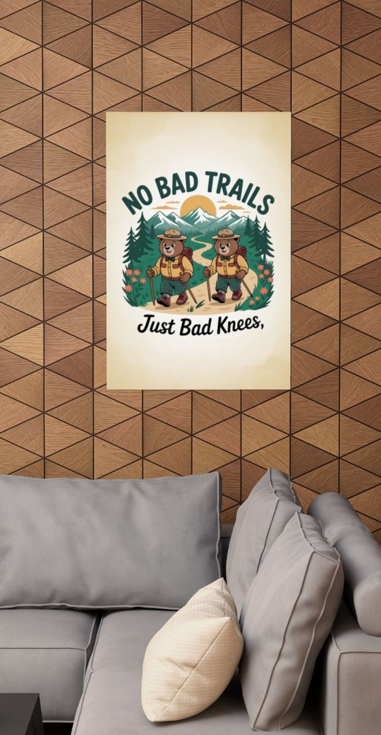 Hiking Bear Poster - Whimsical Outdoor Adventure Decor