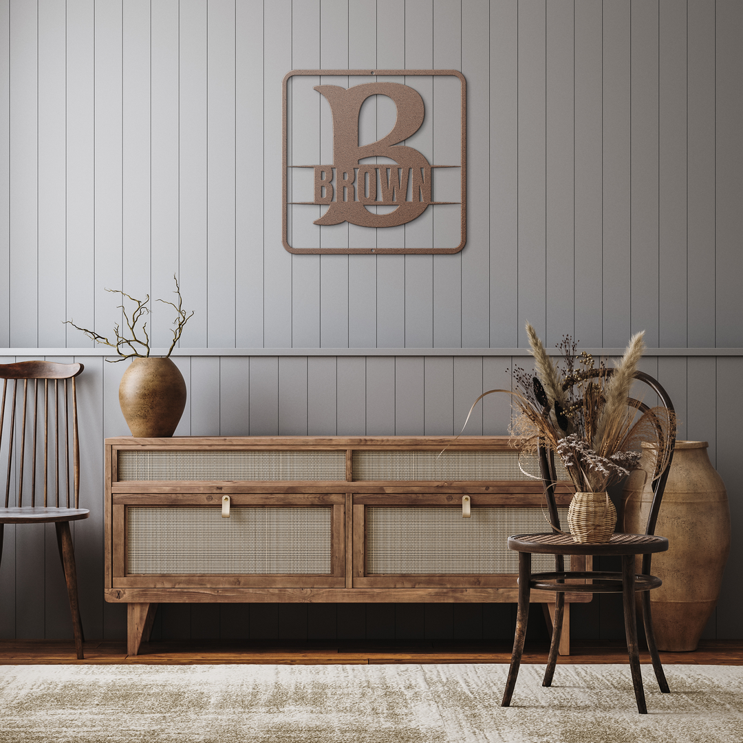 Custom B Monogram Wall Sign - Personalized Metal Art