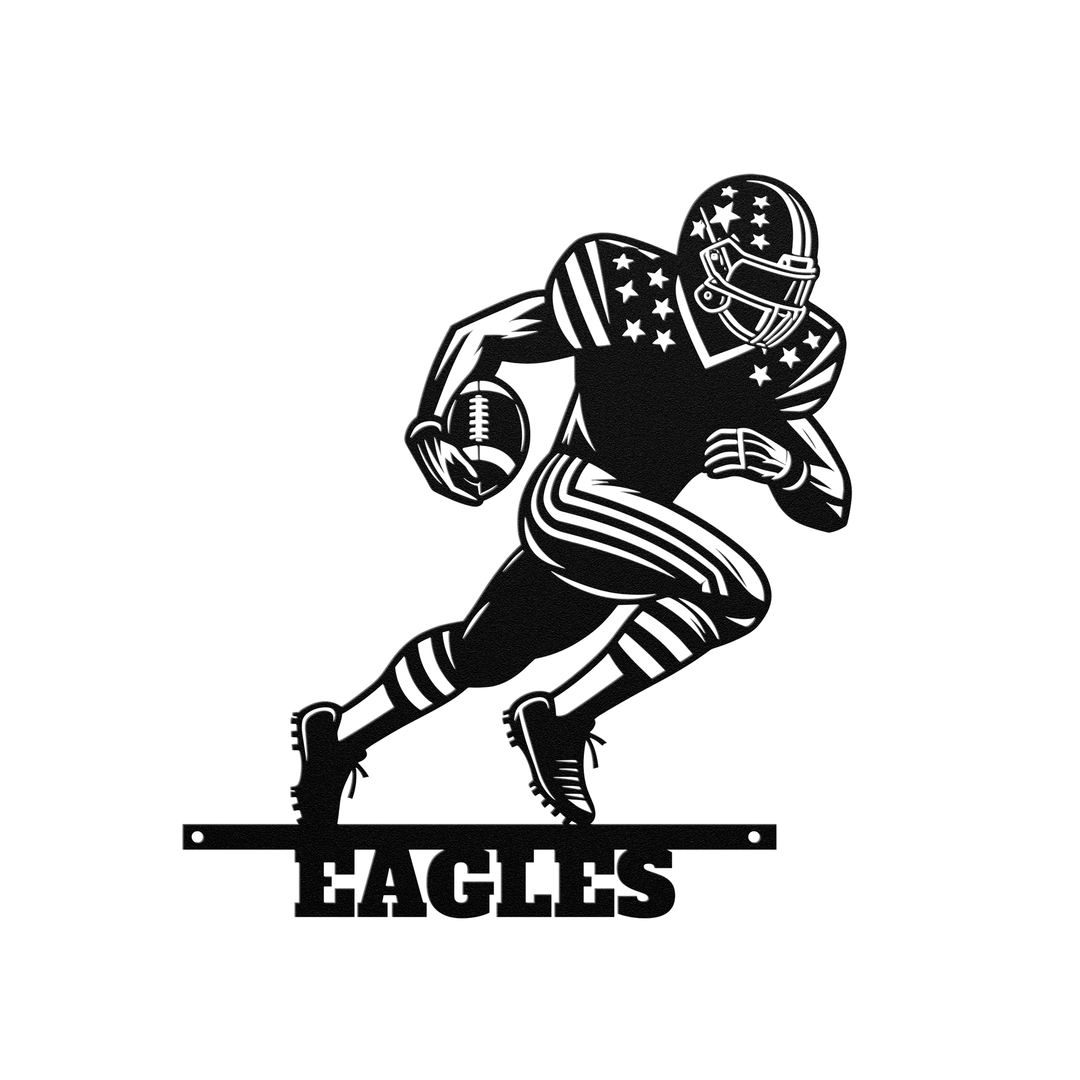 Running Football Player Metal Signs Wall Art AnywherePOD