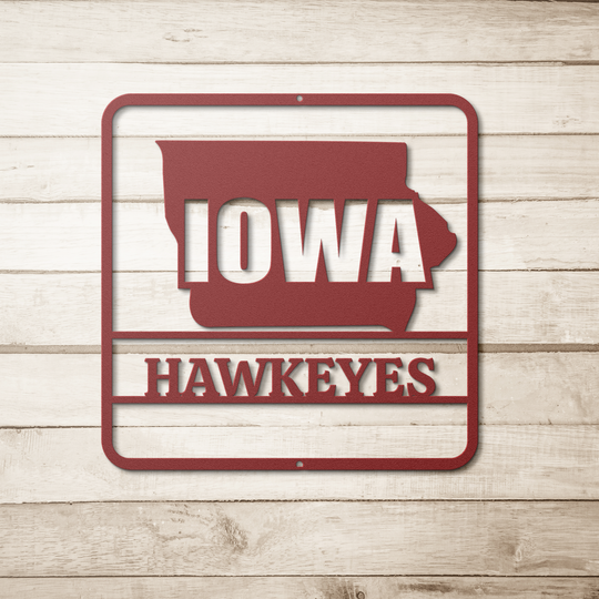 Die-Cut Metal Signs Custom state map of Iowa personalized