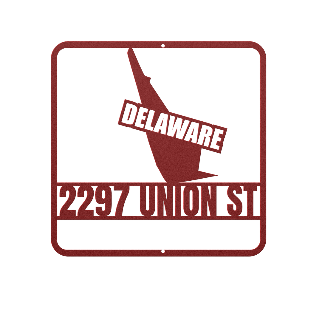 Delaware Custom Metal Address Sign - Personalized Outdoor Plaque