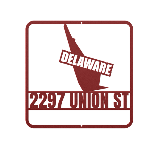 Delaware Custom Metal Address Sign - Personalized Outdoor Plaque