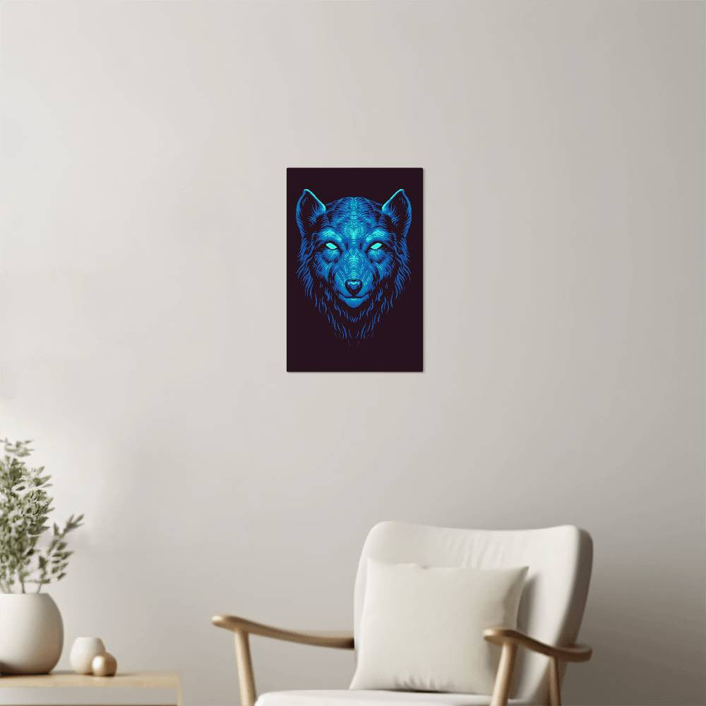 Blue Wolf Vector Style High Gloss Metal Art Print