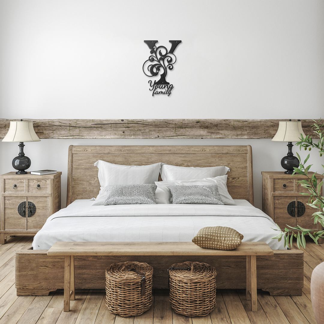 Y monogram Personalized Metal Sign - Family Name Wall Art