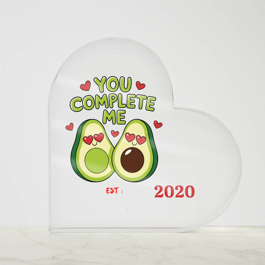 Funny avocado special occasion gift Acrylic Heart Plaque, personalized date or year