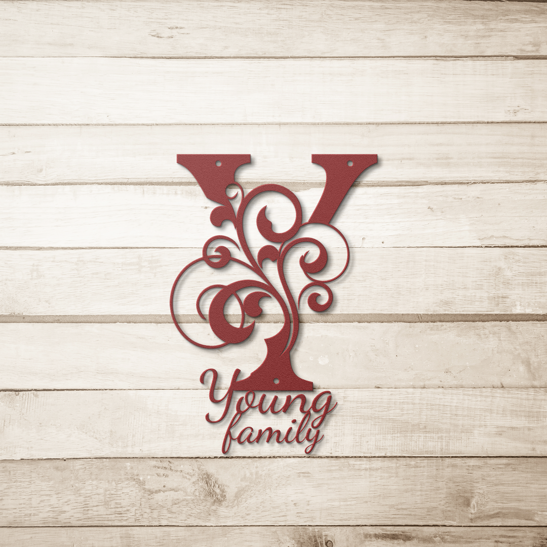 Y monogram Personalized Metal Sign - Family Name Wall Art