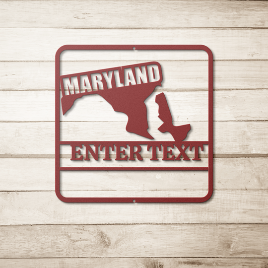 Die-Cut Metal Signs custom map of Maryland PERSONALIZED