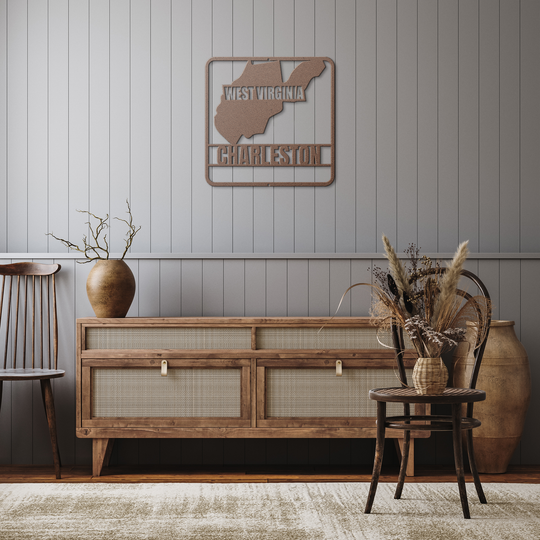 West Virginia Metal State Map Decor – Custom Indoor Outdoor Sign