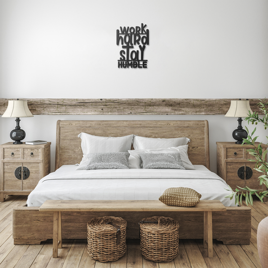 Metal Signs featuring inspirational saying work hard stay humble Wall Art AnywherePOD Black 36 Inch