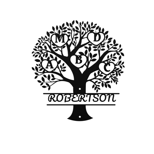 Personalized Metal Tree Sign with Family Name