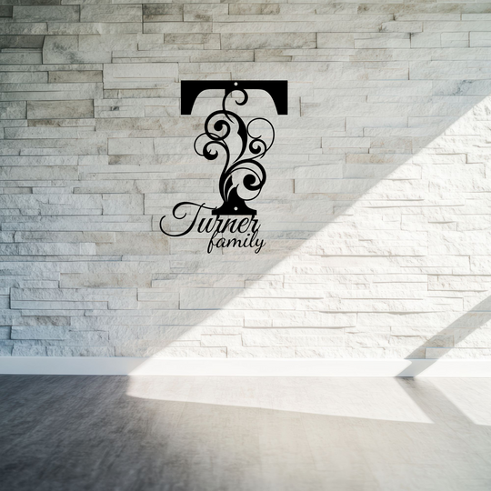 T monogram Personalized Metal Sign - Family Name Wall Art