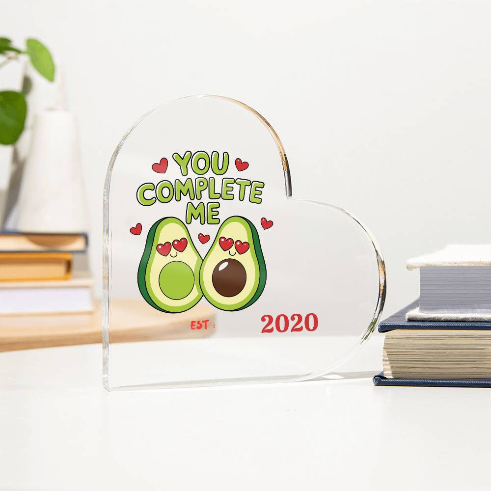 Funny avocado special occasion gift Acrylic Heart Plaque, personalized date or year