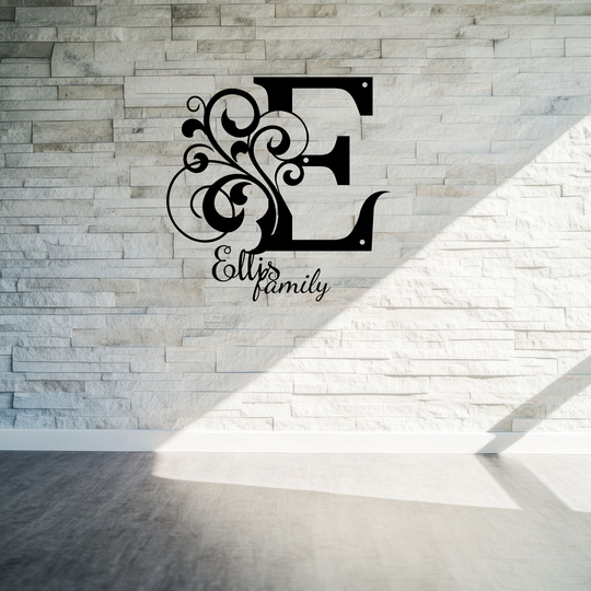 E monogram Personalized Metal Sign - Family Name Wall Art