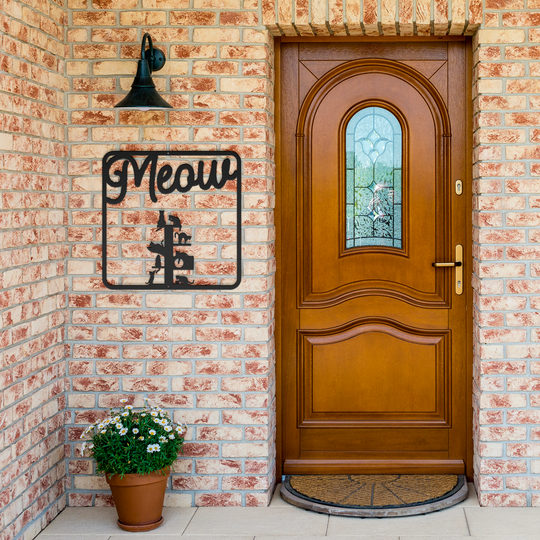 MEOW, Metal Signs Cats Climbing Wall Art AnywherePOD