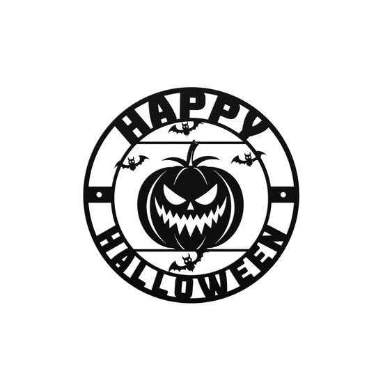 Die-Cut Metal Signs happy Halloween art with scarry pumpkin image